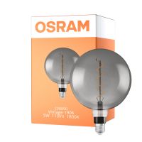 Osram Vintage 1906 LED E27 Globe Filament Smoke 200mm 5W 110lm - 818 Extra Warm White | Dimmable - Replaces 25W