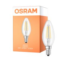 Osram Classic LED E14 Candle Filament Clear 4W 470lm - 827 Extra Warm White | 3 Step Dim - Replaces 40W