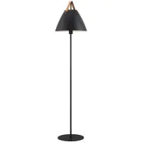 DFTP by Nordlux Strap Floor Lamp Metal and Leather Black | Suitable for E27