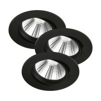 Multipack 3x Nordlux Spot Fremont Metal Black 4.5W 345lm 36D - 827 Extra Warm White | 85mm - IP23- Dimmable
