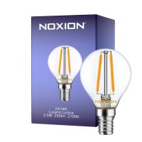 Noxion Lucent Lustre LED E14 Ball Filament Clear 2.5W 250lm – Dimmable - Replaces 25W