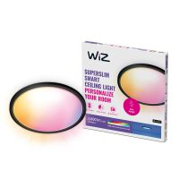 WiZ Smart LED Ceiling Light SuperSlim Black 22W 2600lm - 922-950 Tunable White + RGB | IP20 - Best Colour Rendering - Wifi Dimmable